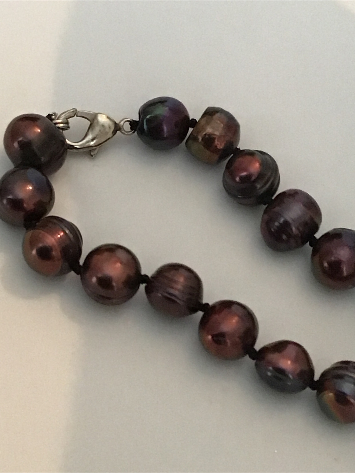17″ Strand Copper Purplish Cultured Pearls Clasp Necklace 6.4-7.2MM 40 Pearls