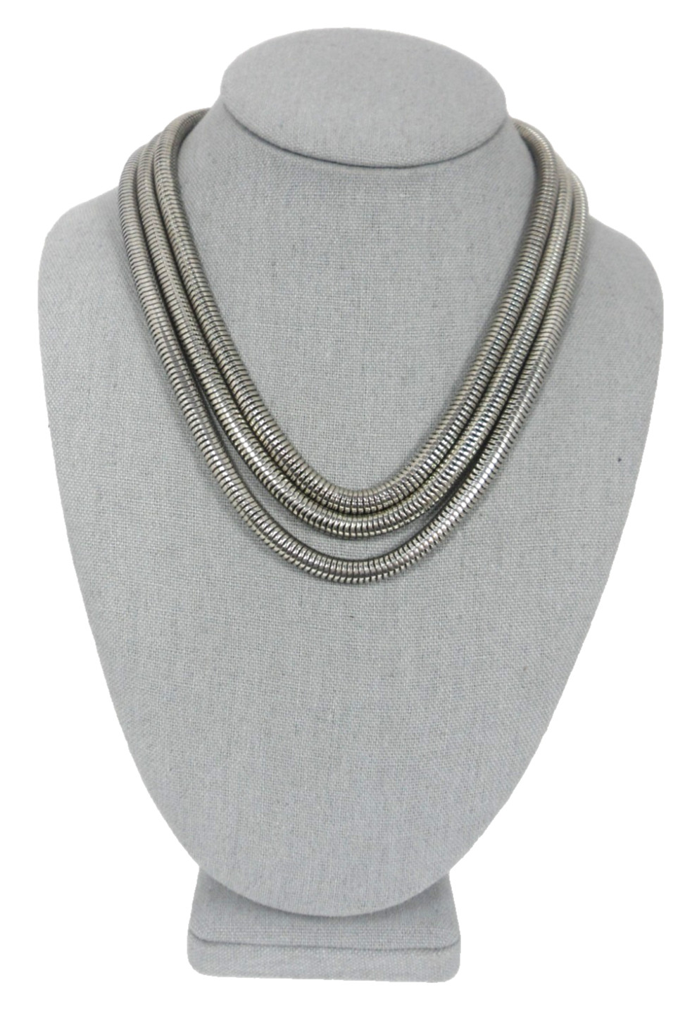 Brazilian Snake Chain Collar Necklace 3 Strand Layered Slinky Vintage Modern