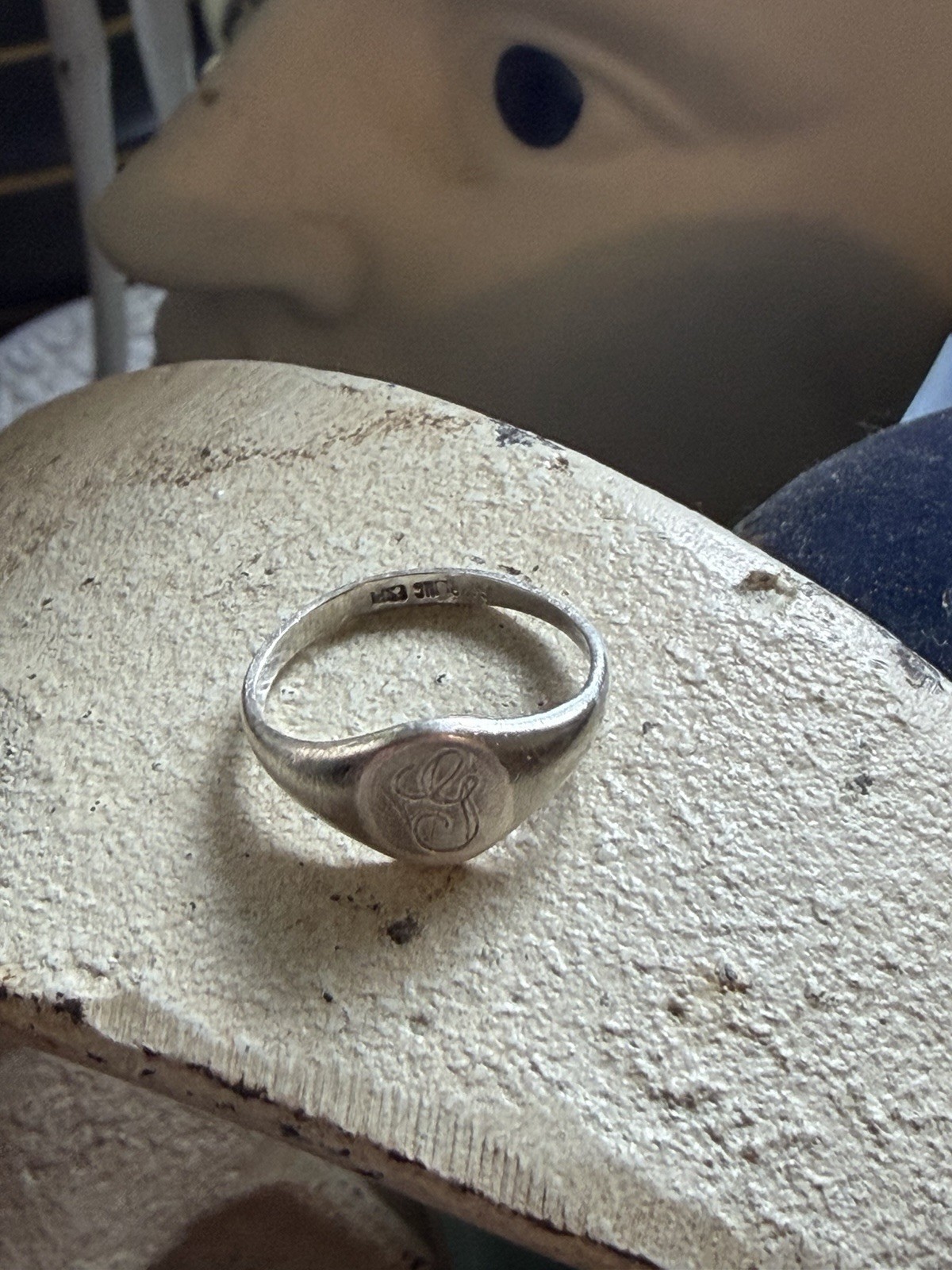 Vintage .925 Hallmarked Sterling Signet Ring Monogram “G” Size 3.75/4