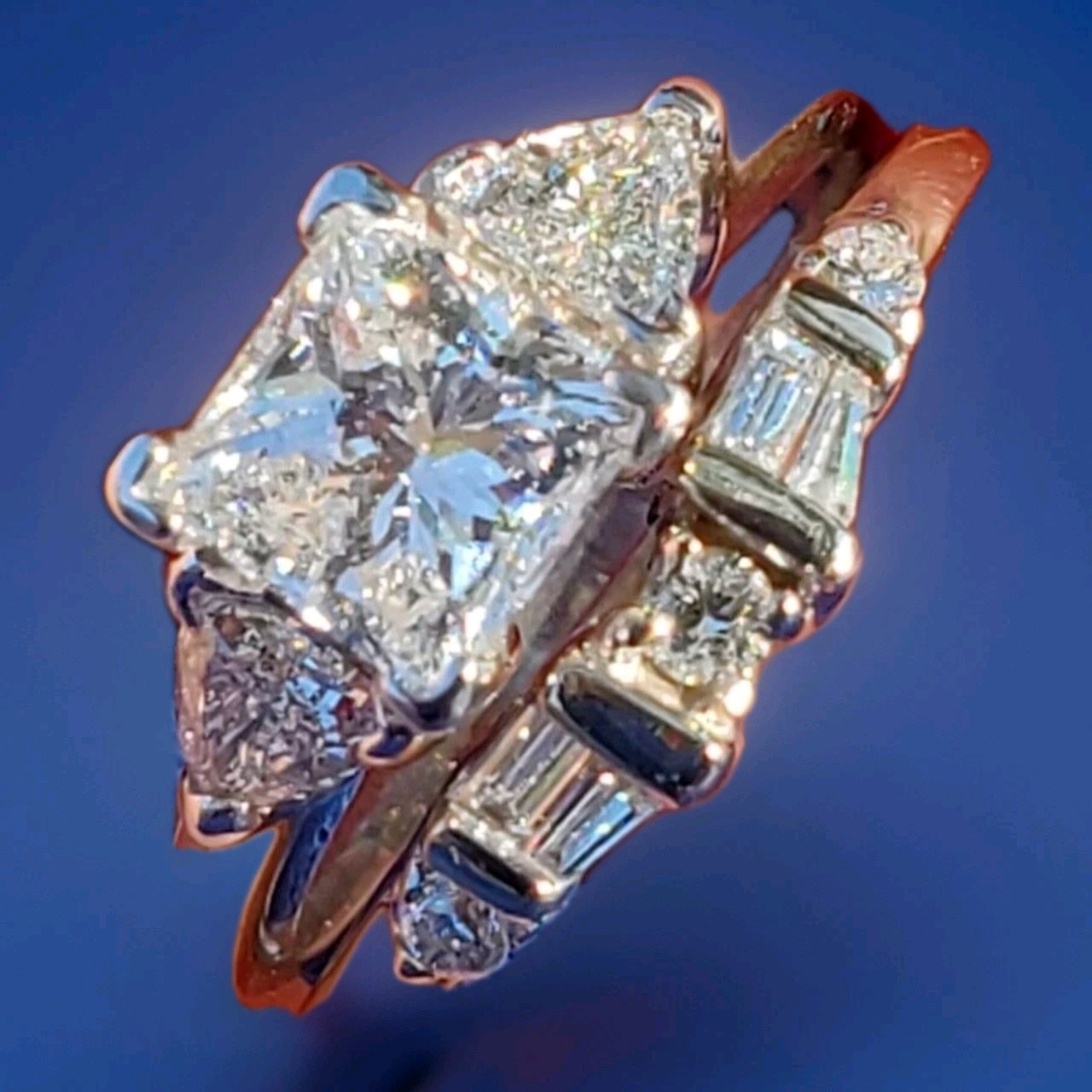 Original EARTH MINED DIAMOND Wedding Band Stack Design 14K WHITE GOLD Ring Guard