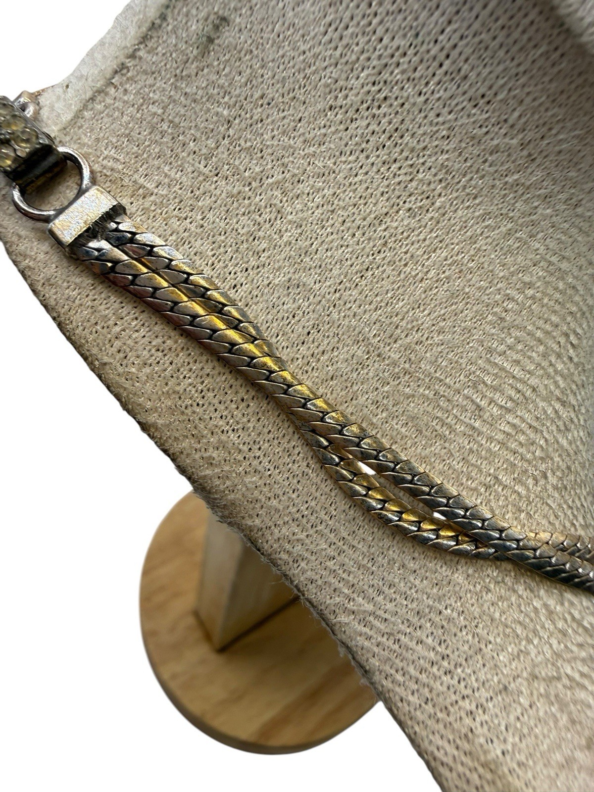 Vintage 40s Charles Reis USA 12K Gold Filled Necklace Collar Tassels Rhinestones