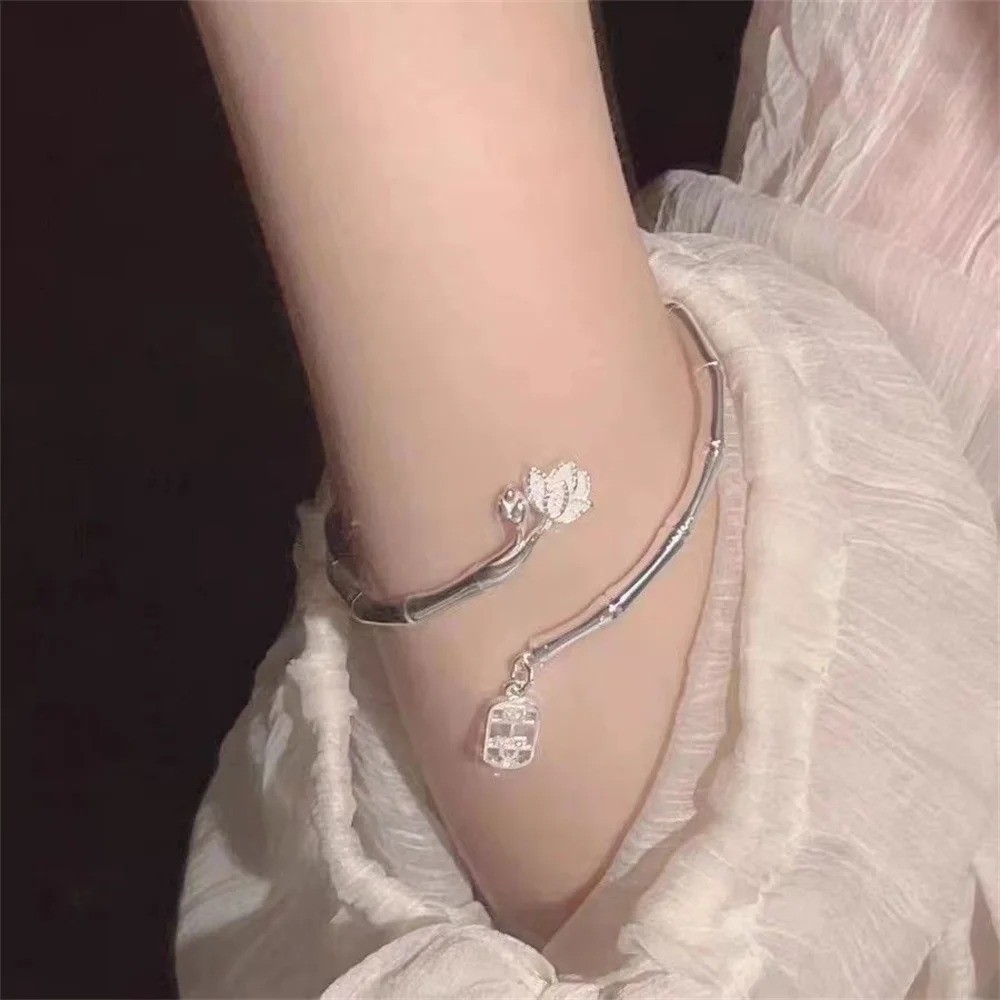 Vintage Flower Retro Rose Cuff Bangle 925 Sterling Silver Women Jewelry Bracelet