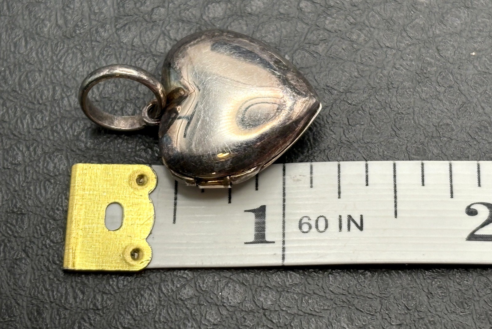 VTG Sterling Silver Oxidized Puffy Heart 2 Photo Picture Locket Pendant Charm