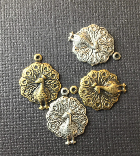 36254 – 6 Pc Small Peacock Charm Jewelry Finding Silver Ox SALE