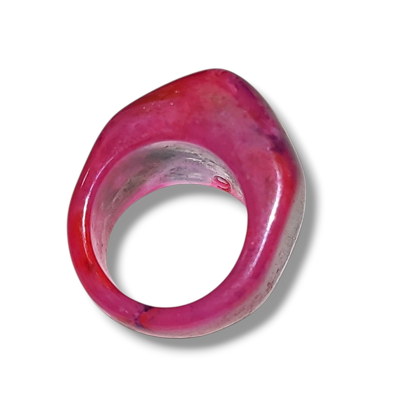 Pink Marbled Acrylic Cocktail Ring Size 9 Chunky Statement Retro Resin Y2k