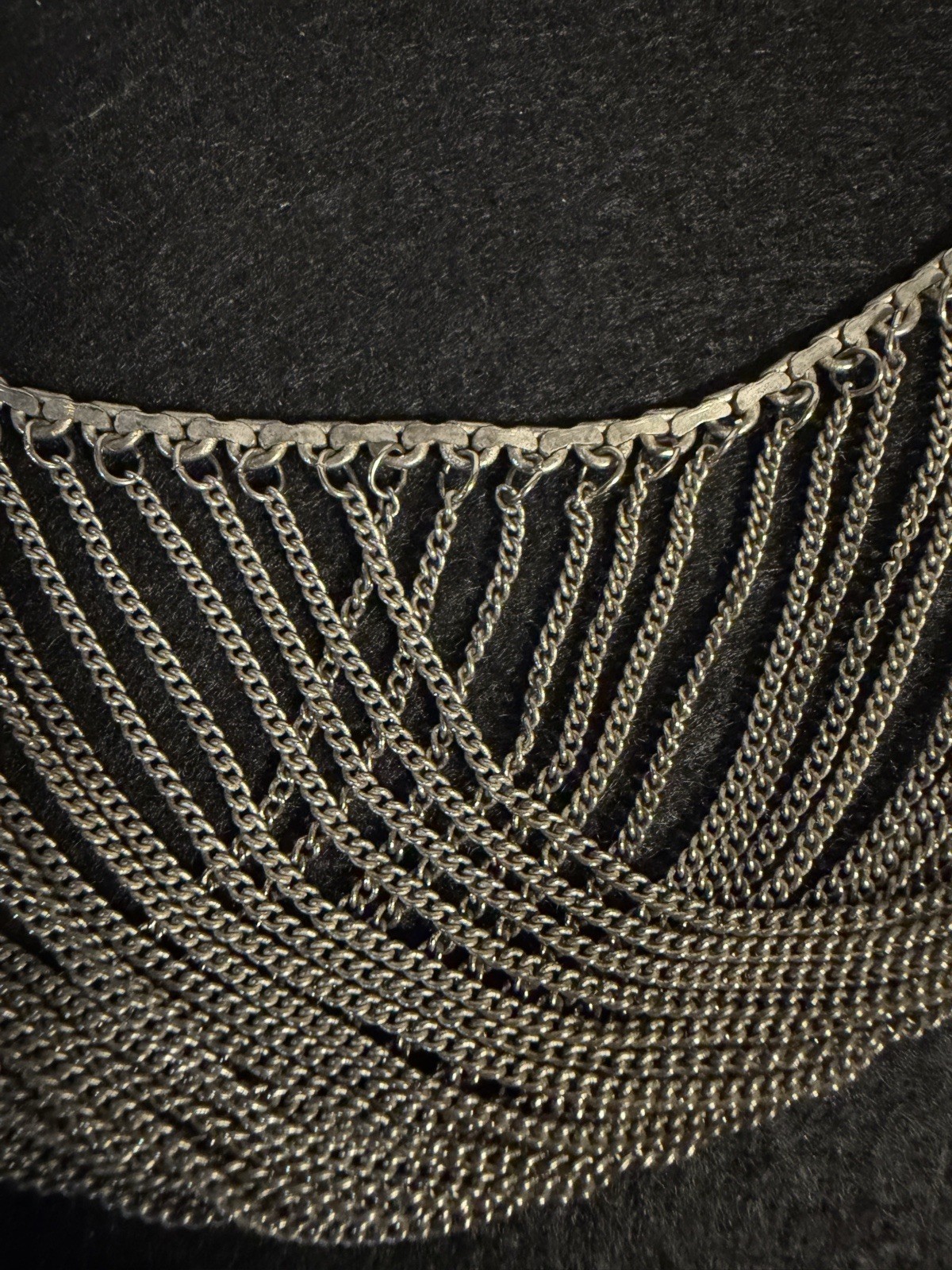 Sterling Silver 925 Drape Bib Necklace Multiple Chain 18”Vintage 28 g