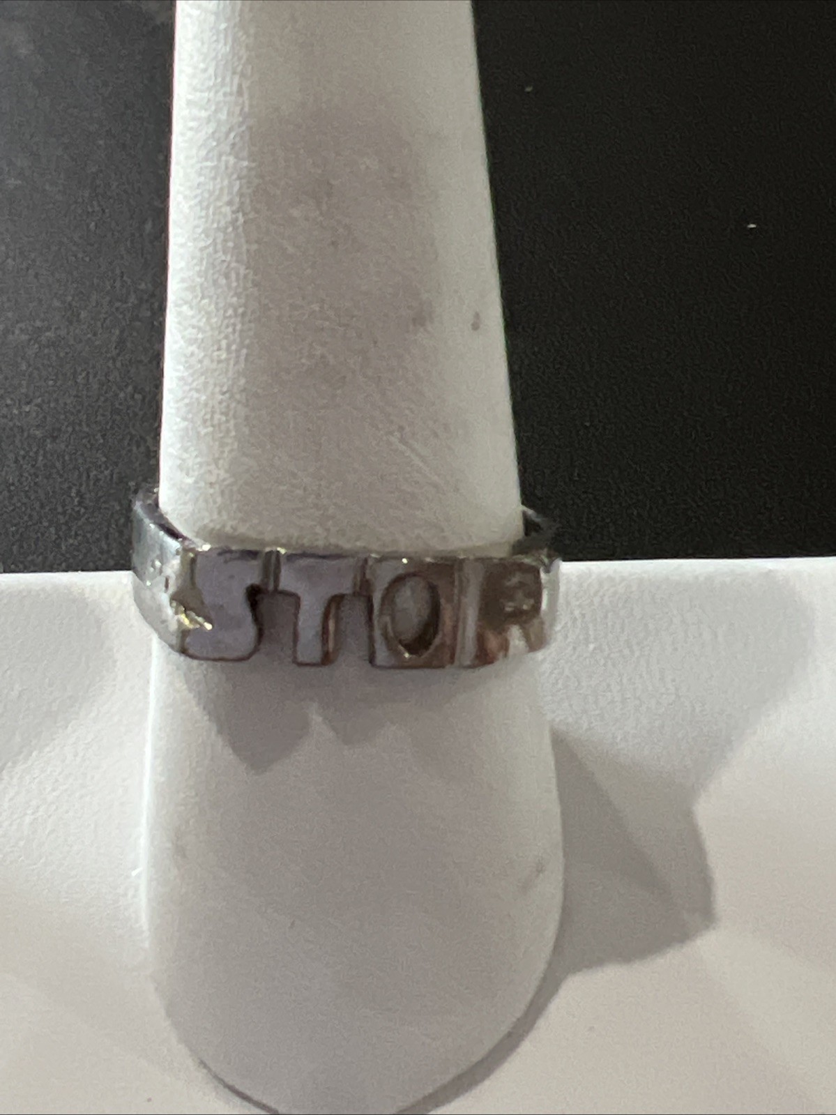 Vintage Ring Size 9.5 Says Love On One Side Stop On The Other