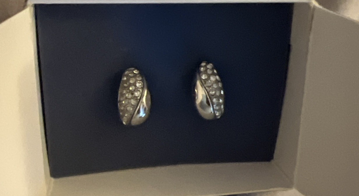 Avon Silver tone Crescent Curve Swirl Statement Earrings