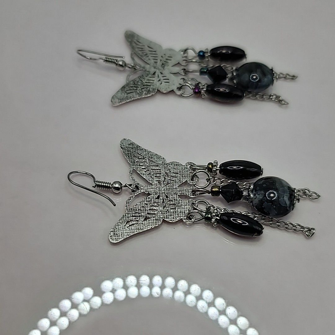 Vintage Butterfly Charm Earrings with Dangles Pierced Earrings