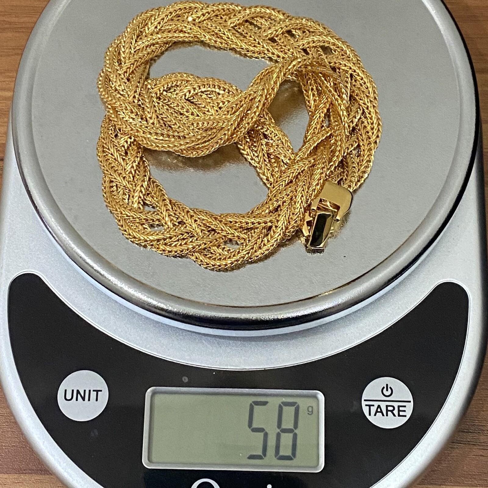 Vintage Unsigned Gold Tone Braided Chain Collar Runway 18” Necklace 58g.