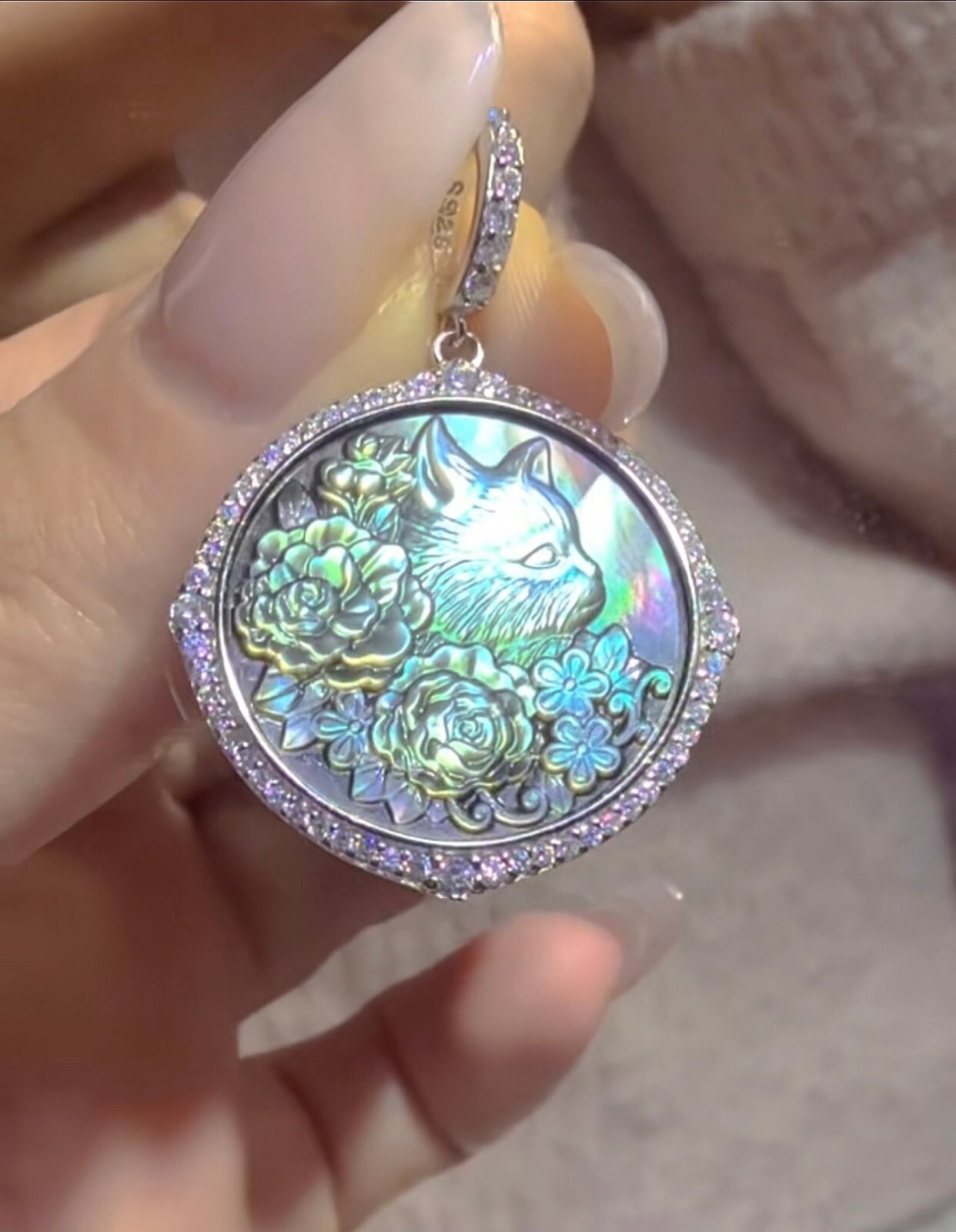 Antique style Cameo Pendant 925 Silver plated Vintage Necklace Estate Jewelry141