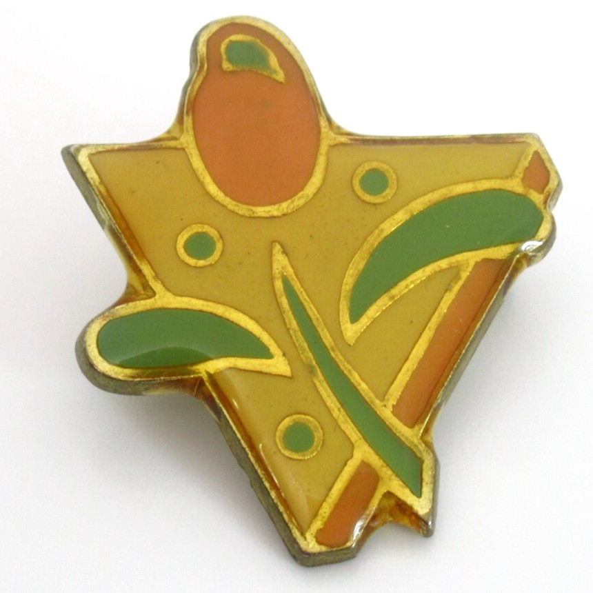 Abstract Pin 90s Geometric Design Enamel Orange Green Yellow Gold Tone Vintage