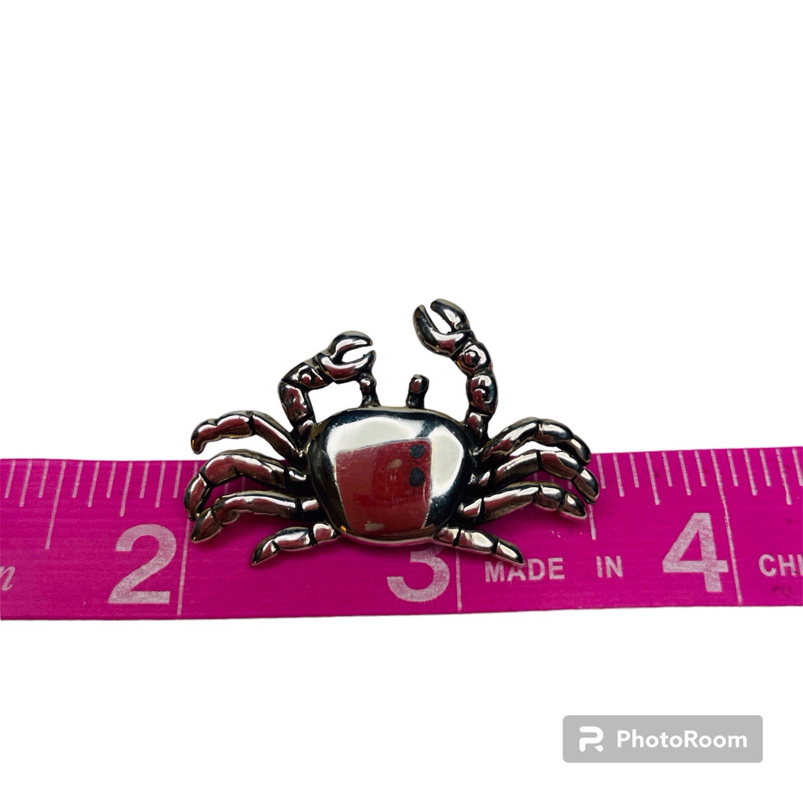 VINTAGE 925 STERLING SILVER ARTISAN CRAB BROOCH July Zodiac Cancer Cute 6.62 g.