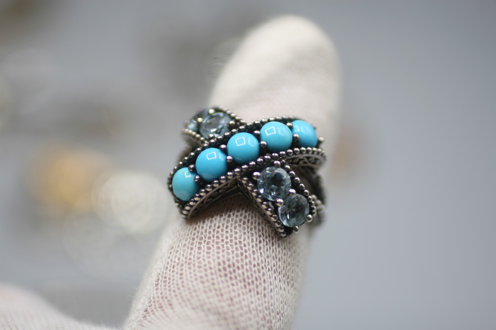 GEM ROMANSE X MULTI STONE STERLING RING ROBERT MANSE