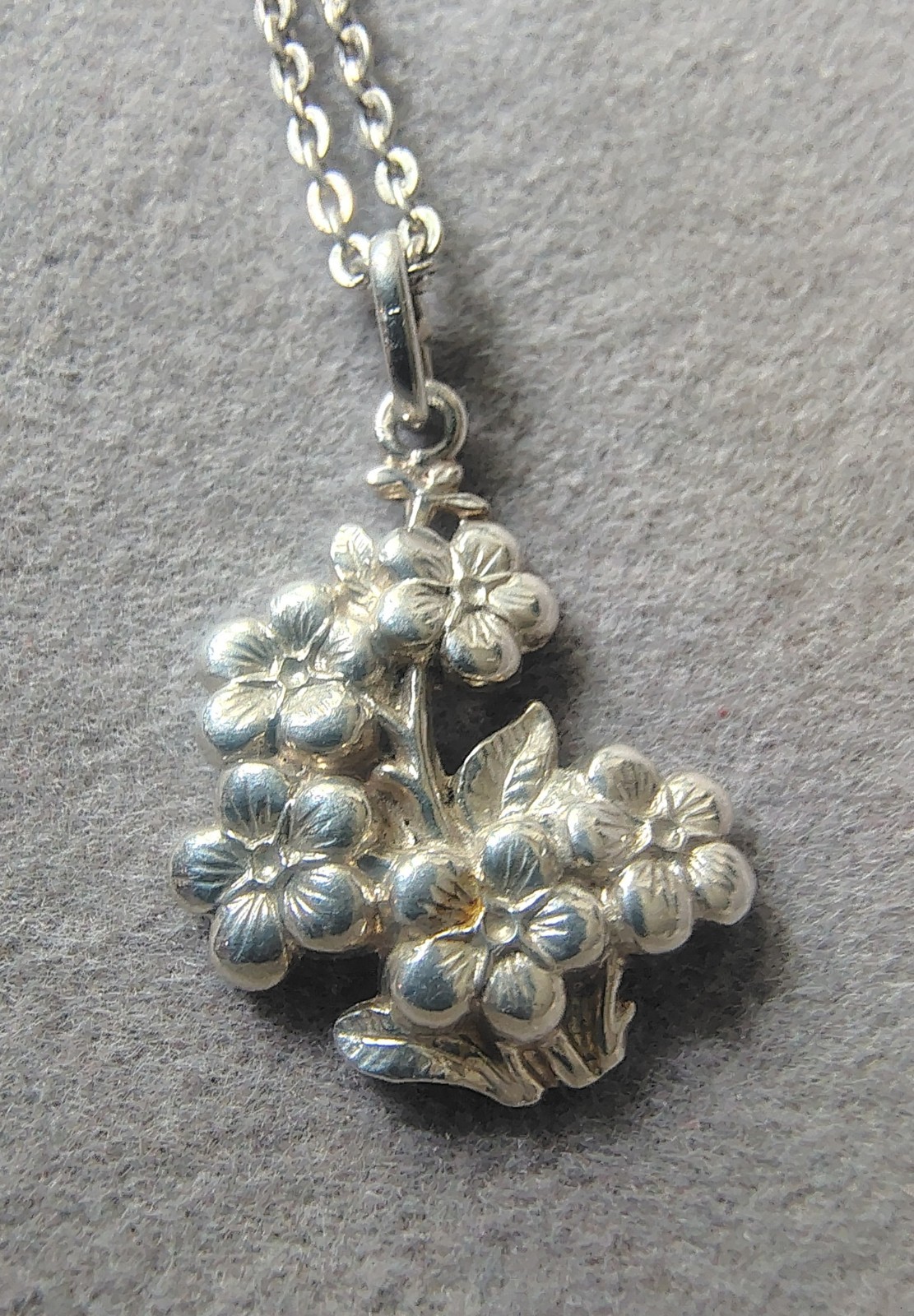 835 Silver Flower Bouquet Pendant with 925 Silverchain Vintage