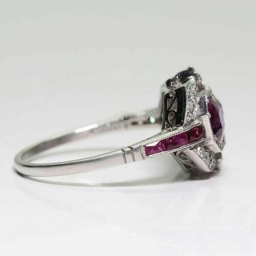 3Ct Vintage Art Deco Style Lab Created Diamond Engagement 14K White Gold FN Ring