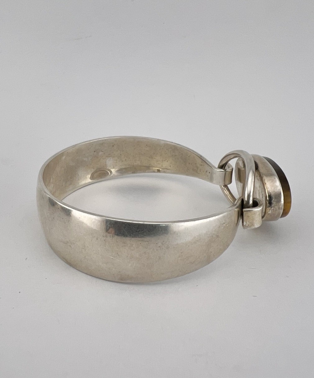 Vintage N.E. FROM Denmark Modernist Sterling Silver 925S Tiger’s Eye Bracelet