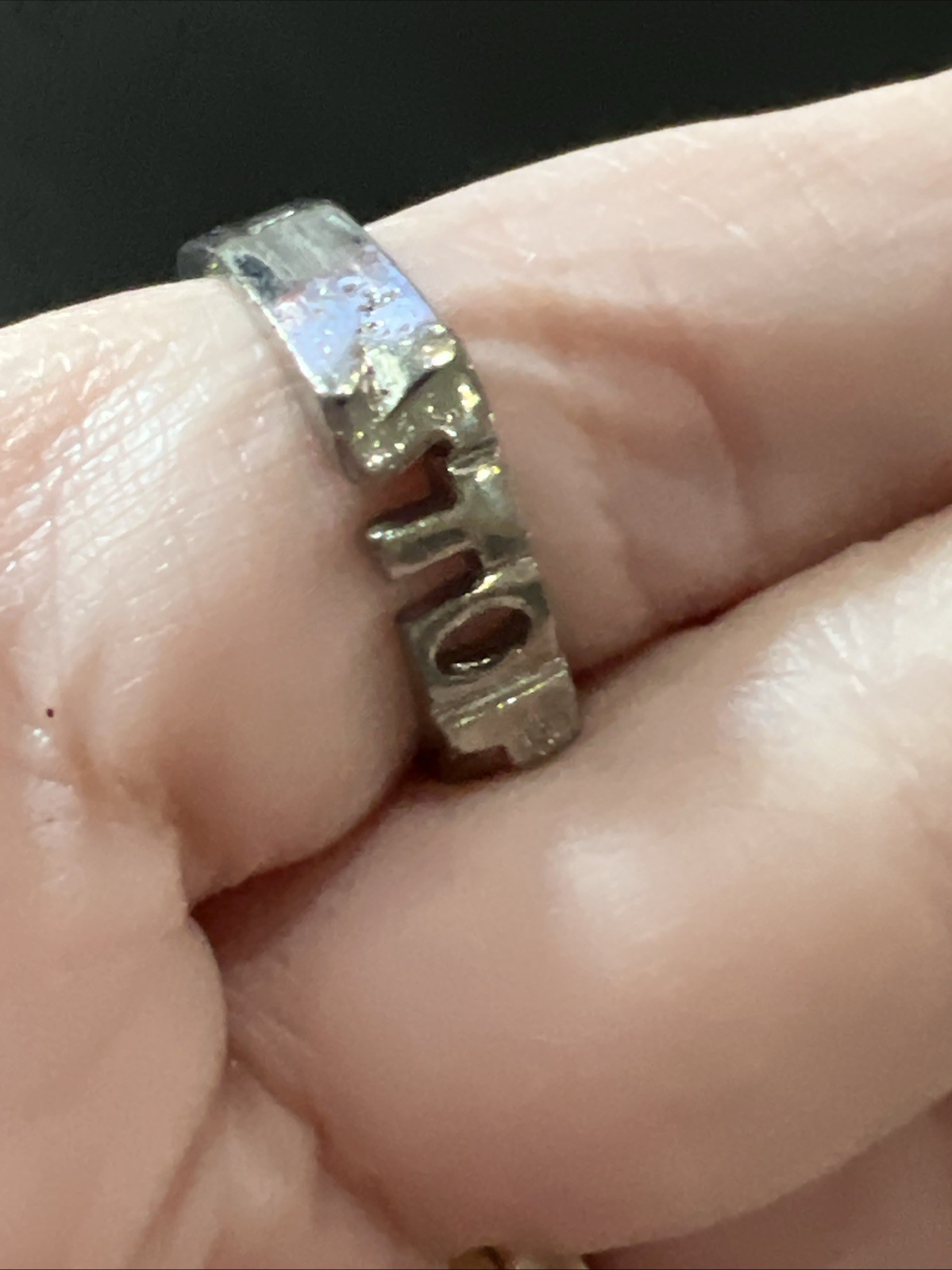 Vintage Ring Size 9.5 Says Love On One Side Stop On The Other