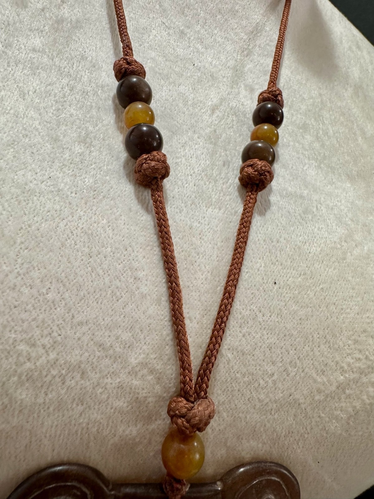 Lot of 3 Vintage Asian Style Pendant Necklaces Cloisonne Jade Look Cinnabar Styl