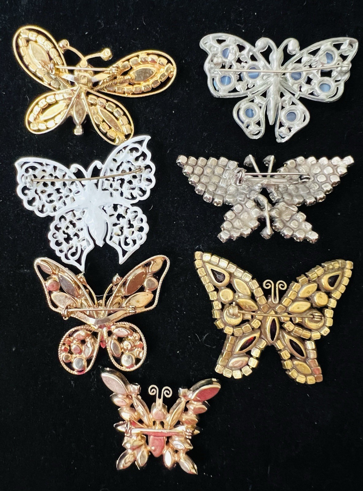 Lot 65 Vtg BUTTERFLY BROOCH Rhinestone Enamel 925 800 Silver GF Monet Trifari