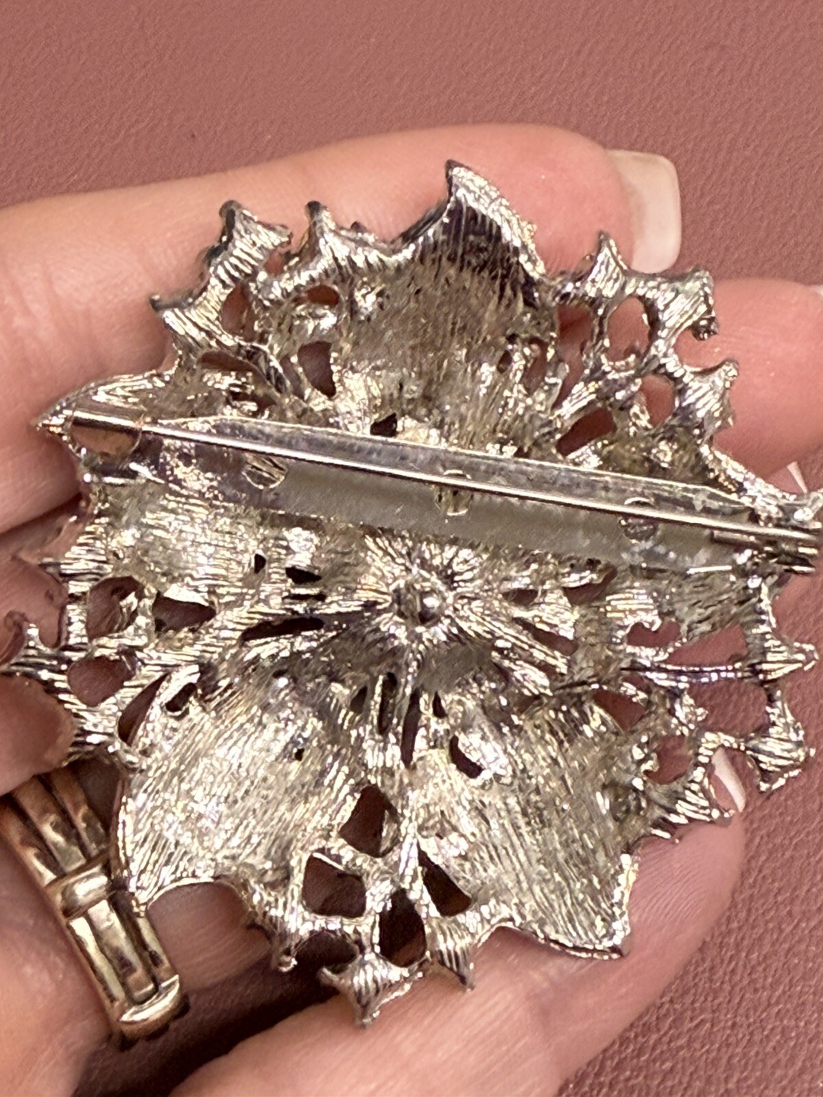 VTG UnSigned Silver Tone Rhinestone Starburst Brooch