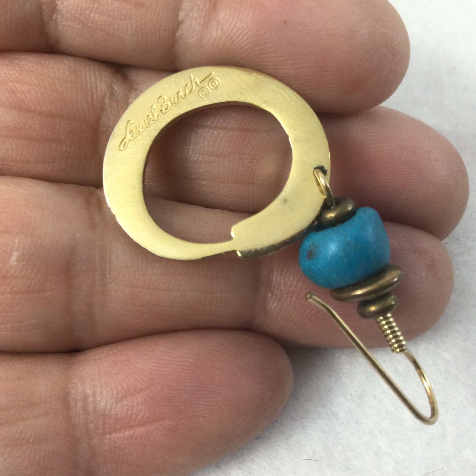 Laurel Burch Snake Spirit Enamel Dangle Earrings Teal Purple Signed Gold Tone