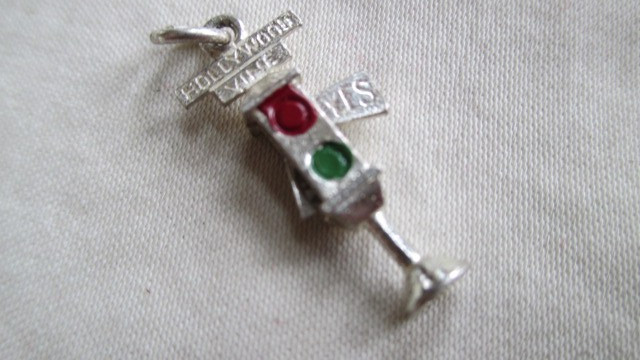 Vtg Sterling Charm Enamel Street Sign HOLLYWOOD AND VINE Paddles Stop/Go Yes/No