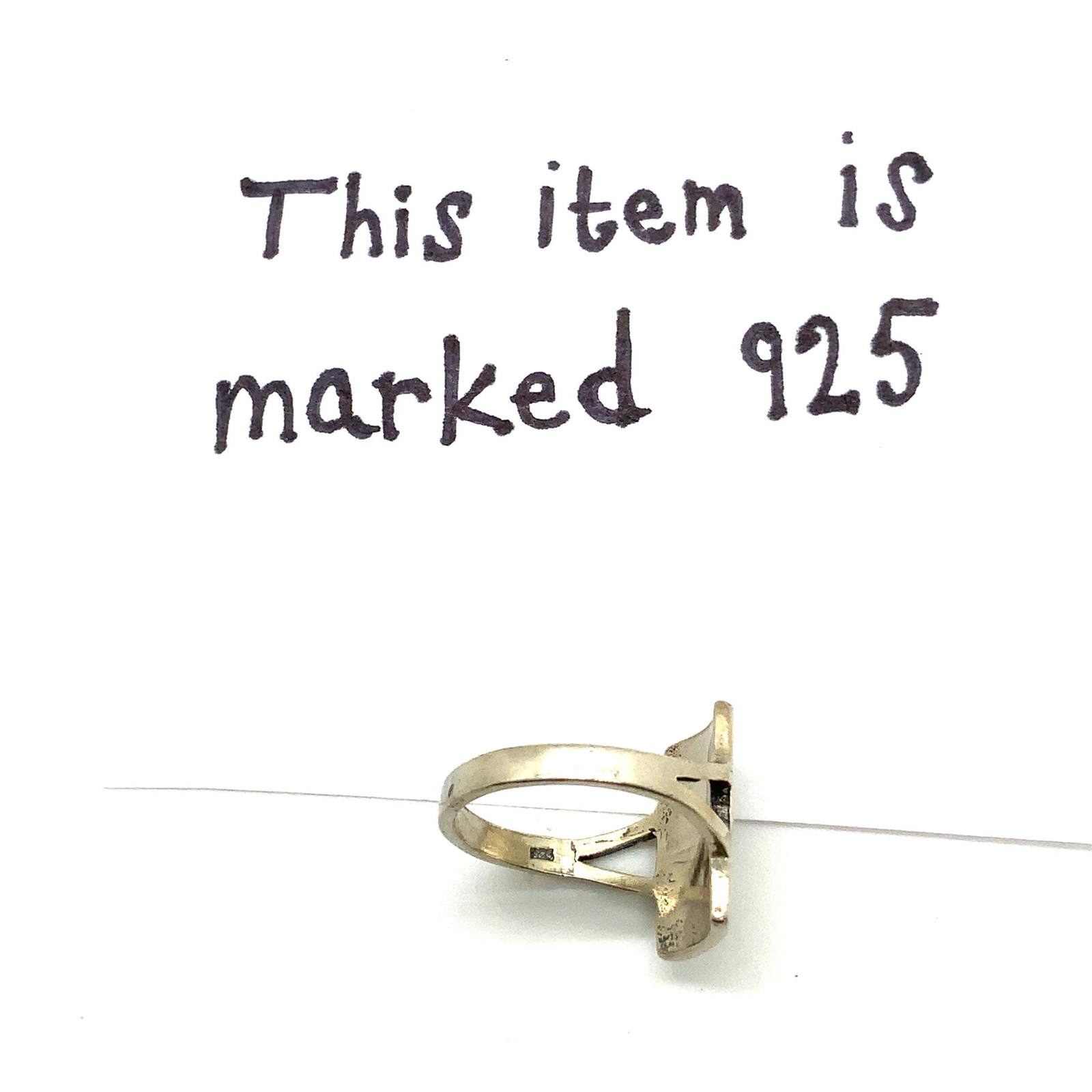 Vintage Sterling Silver Signed 925 Oxidized Carved Botanical Plant Ring sz 7 1/4