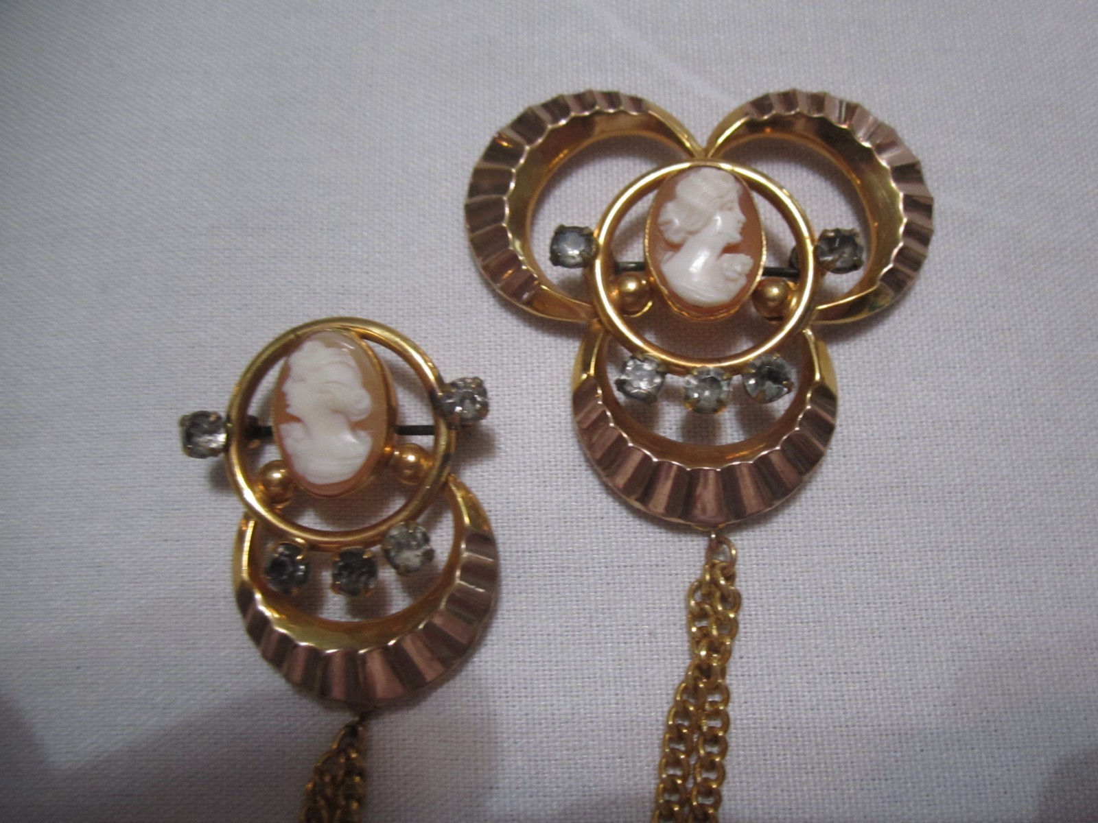 Gold filled Double Cameo brooches