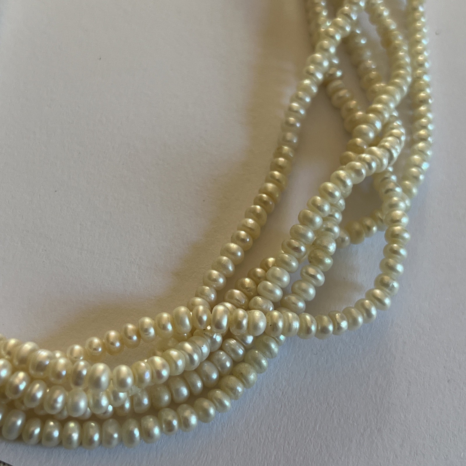 Vintage Multi-Strand Freshwater Pearl 18” Necklace Gold Tone Heart Clasp