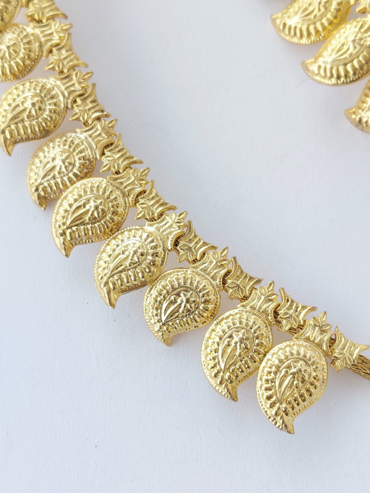 Vintage Necklace Indian Kundan Bridal Gold Tone Leaves Ornate