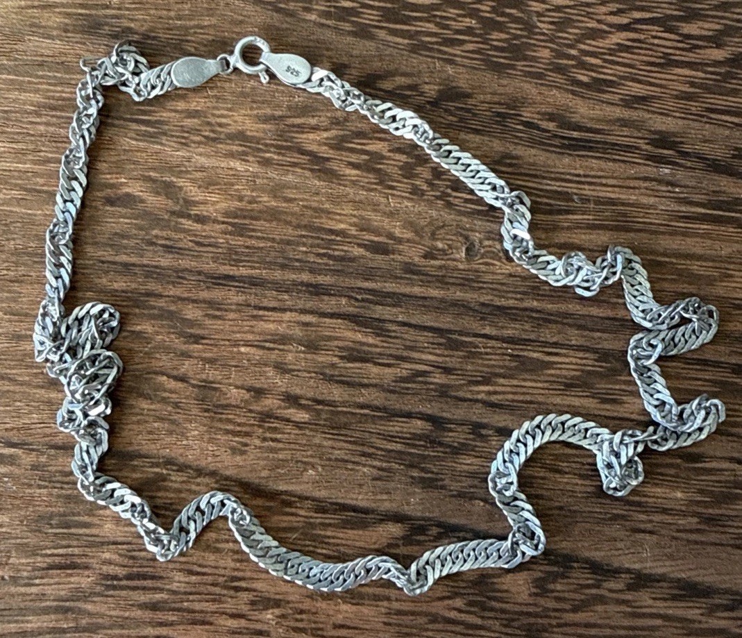 Vintage Twisted Chain Necklace Sterling Silver 925 Chain 16” Long 4mm Width