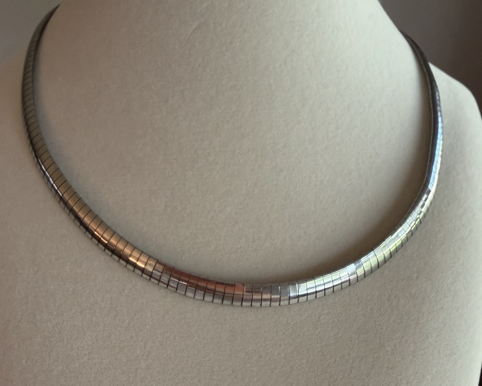 Vintage Sterling Silver Thick Omega Chain Necklace Marked Italy 925