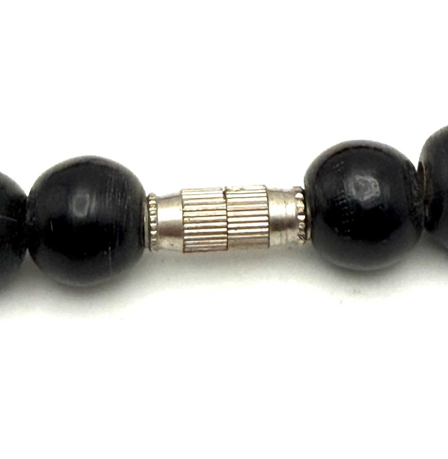 Bone & Brass Necklace Chunky Bold Beaded Vintage Boho Tribal 21” Black & Gold