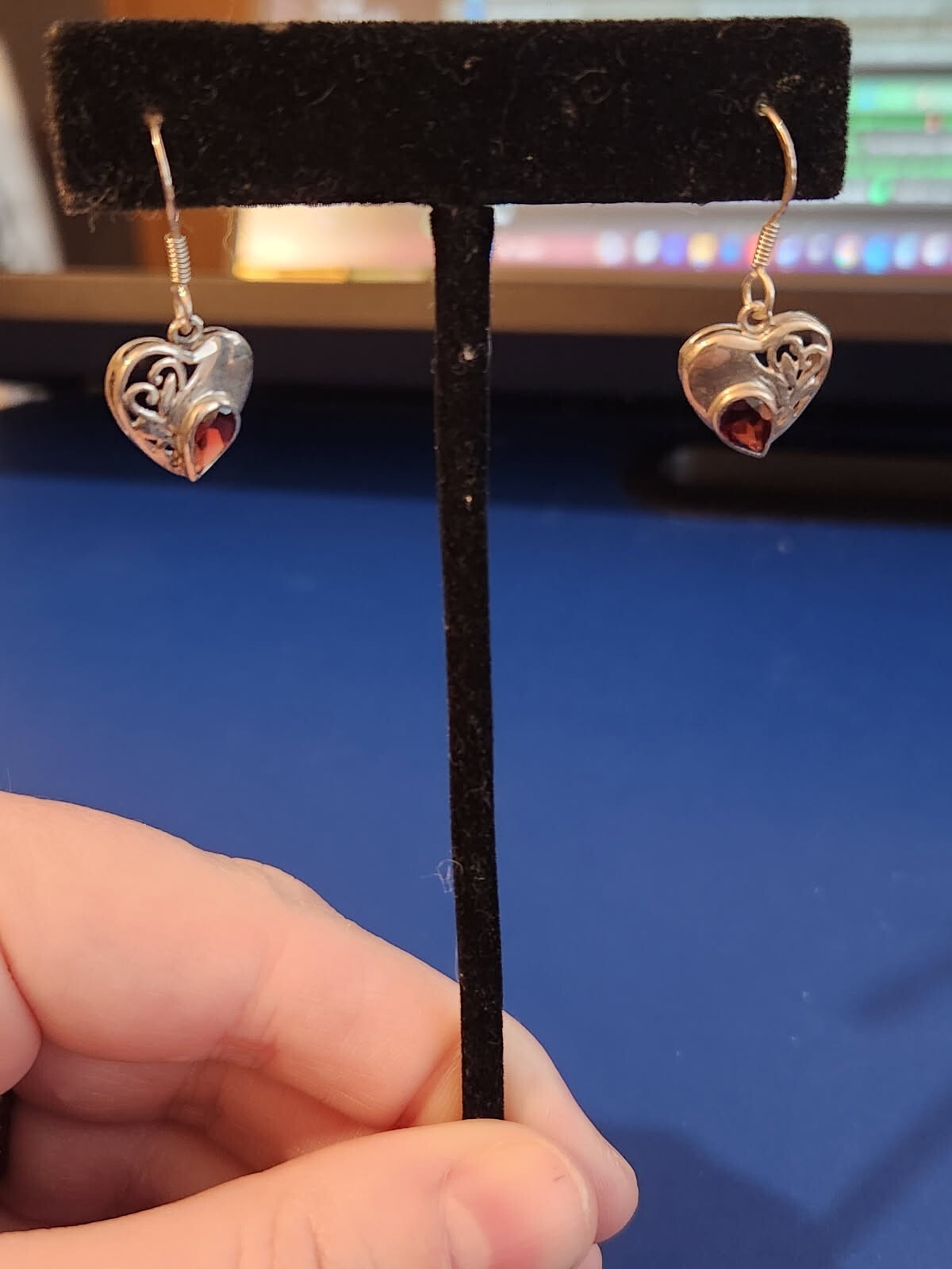 Sterling Silver Ruby Heat Shaped Dangle Earrings