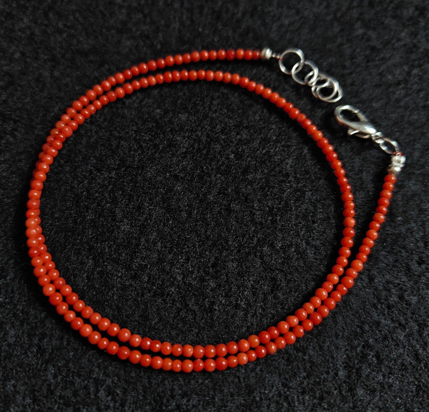 Natural Italian Sea Red Coral 2’mm Smooth Round Beads Necklace Natural Red Color
