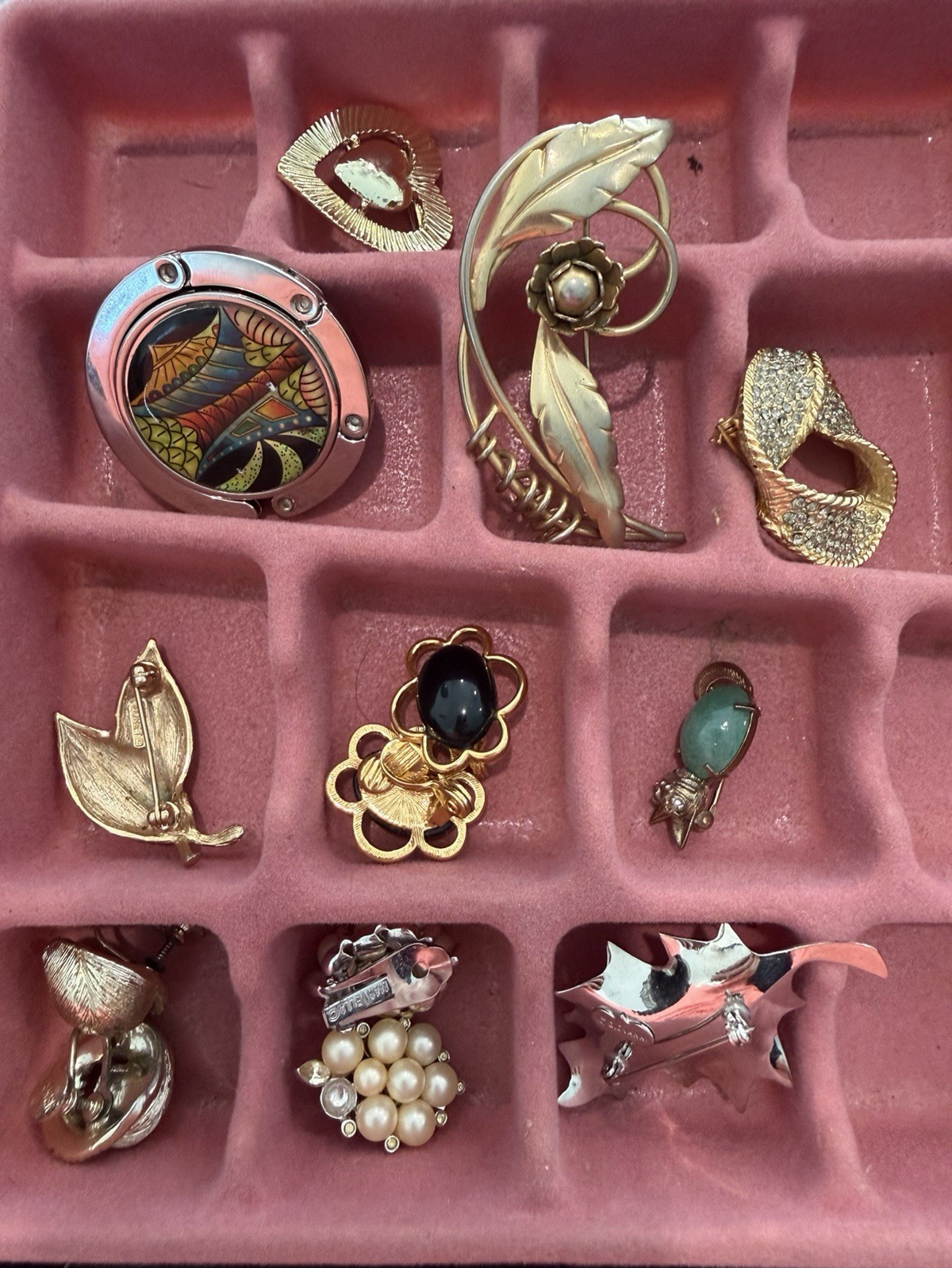 Monet Marvella Vintage Costume Jewelry Lot 10pc Brooches Clip-On Earrings