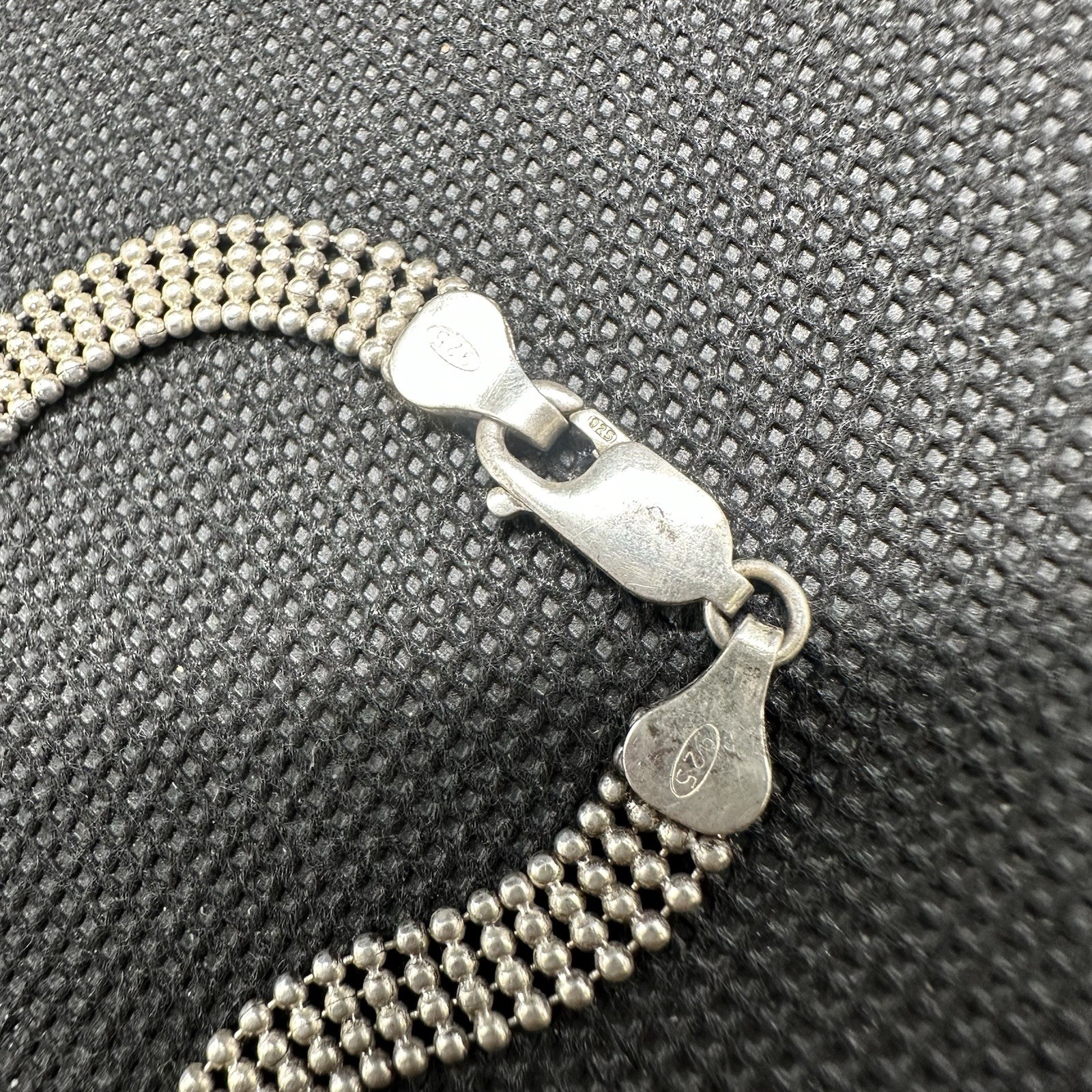 925 Sterling Silver Italy Micro Beaded Mesh Bead Chain Bracelet 8″ 6g Vintage