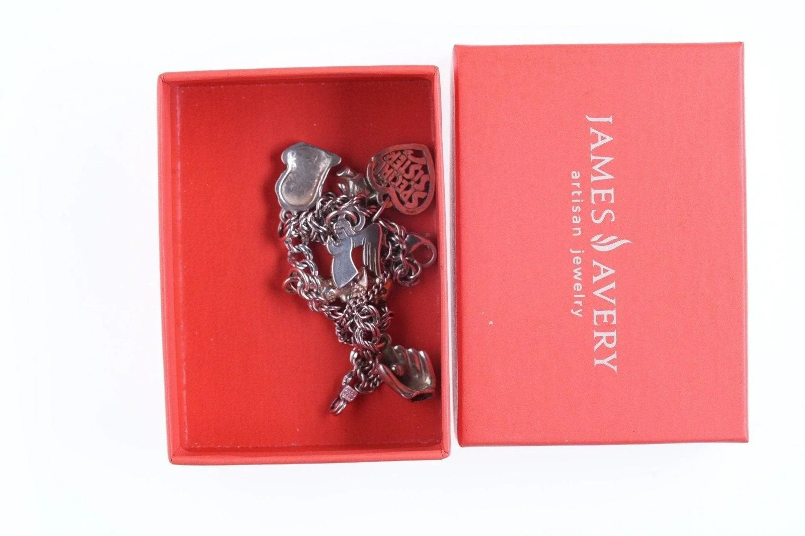6.75″ James Avery Sterling silver Charm bracelet with lots of charms