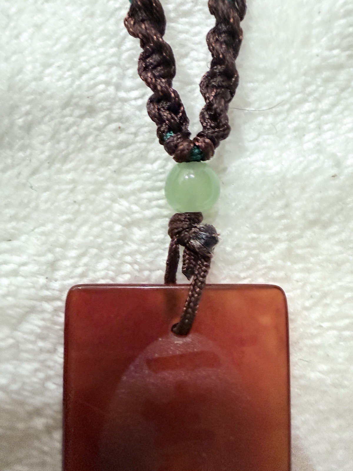 Vintage carnelian necklace pendant with jade