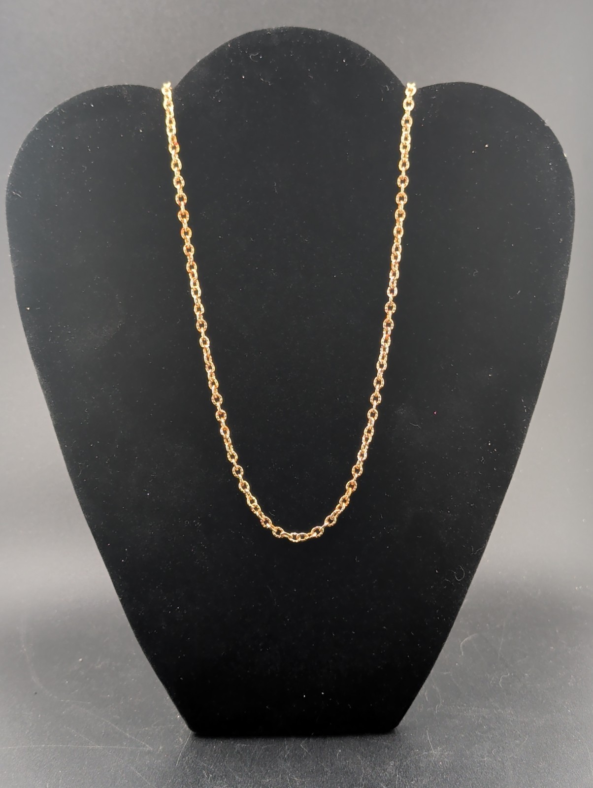 Gold Tone Textured Link Chain Necklace Fashion Costume Jewelry 4mm 24″ Unmarked