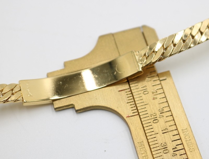 NOS Speidel Yellow Gold Tone Blank ID 8″ Flat Curb Link Bracelet Made in China