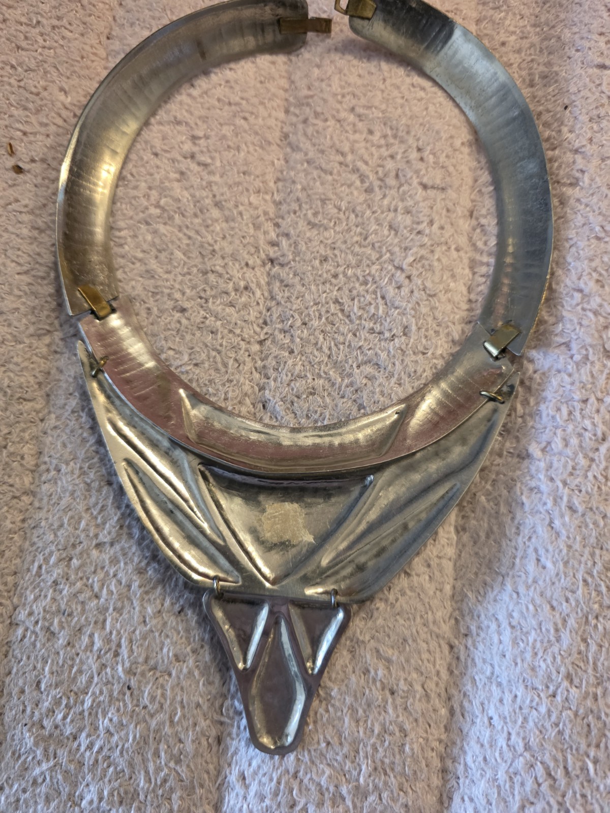 Vintage Morita Gil Designer Blue Lapis Metallic Bronze Collar Necklace Large