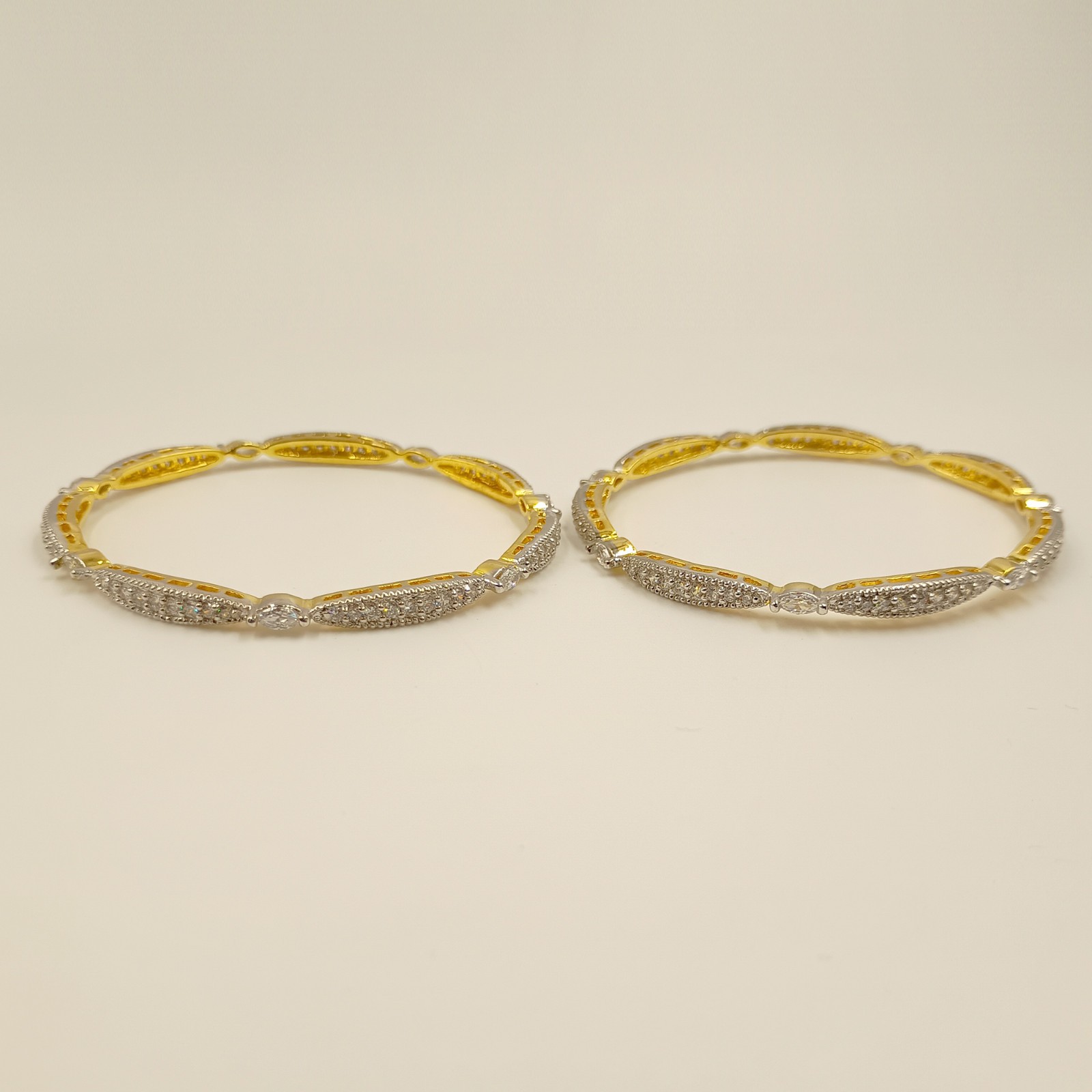 Handmade South Indian CZ Bangle Set 22K Gold Plated Bridal Wedding Jewelry Sets