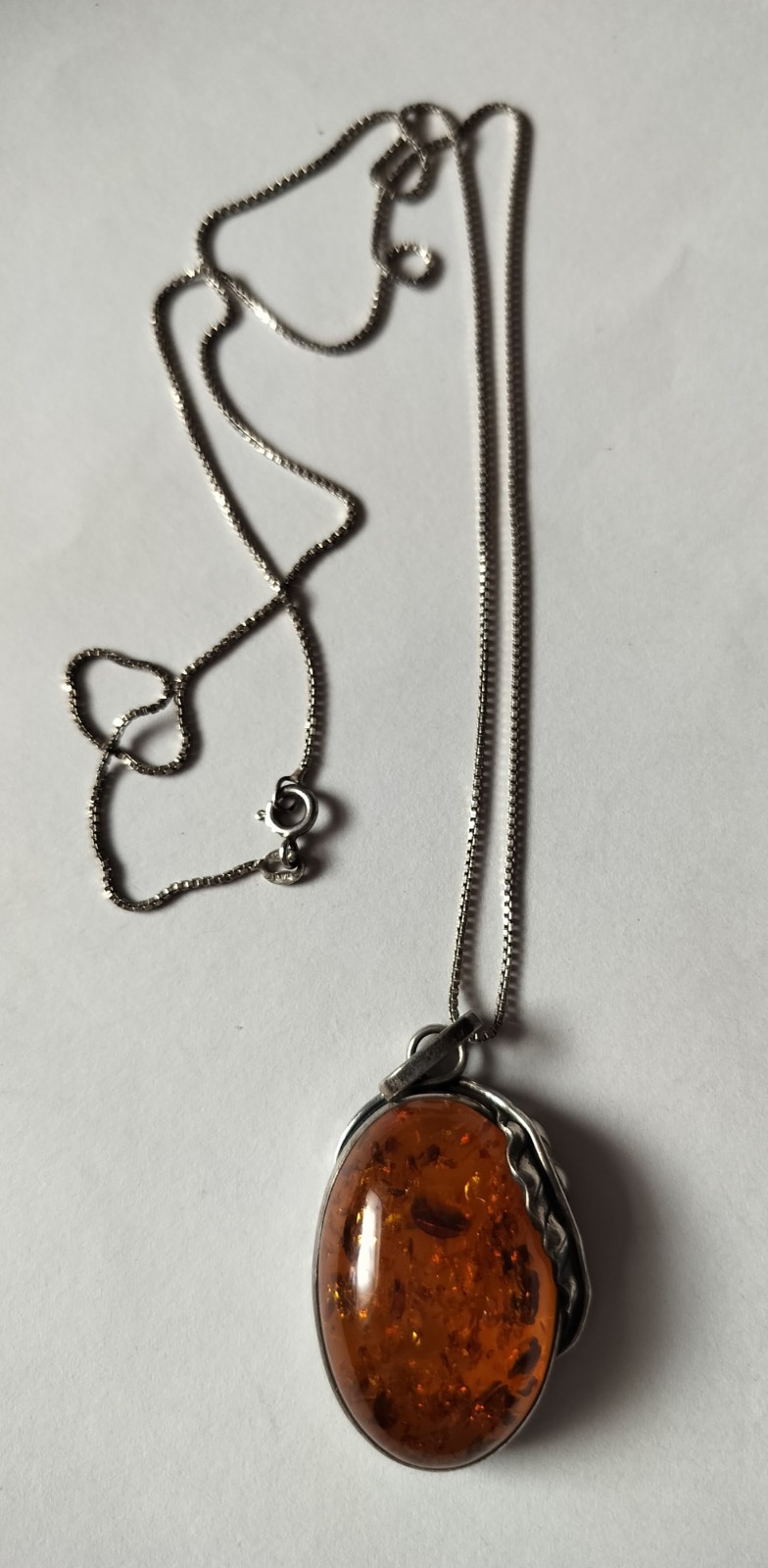 Vintage Large Baltic Amber Antiqued Sterling Silver Large Pendant, Substantial