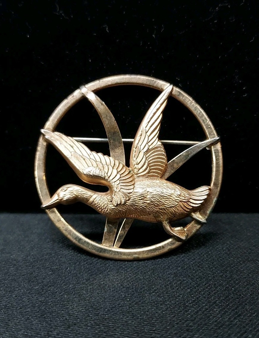 Vintage 1/20th 12k Gold Filled H.S.B. Flying Duck Mallard Pin Brooch 7.17 Grams
