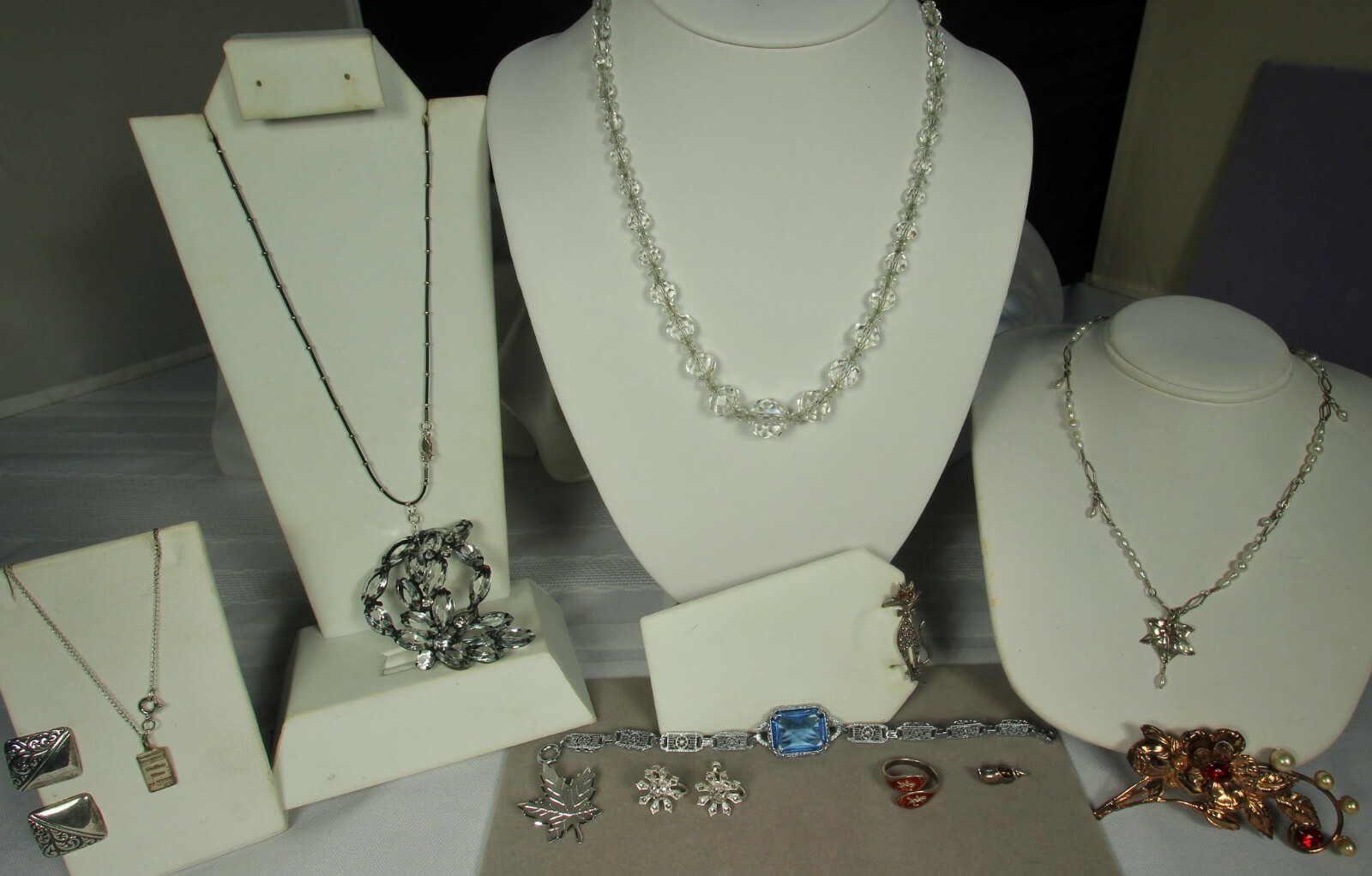 Vintage STERLING Mixed Jewelry Lot Silver Filigree Pearls Garnets Art Deco 97.4g