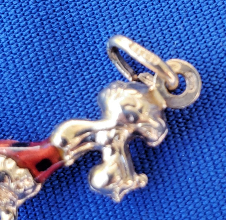 Original 14K GOLD Dog Pendant Exotic Rare Poodle Enamel Vest k9 Charm Medallion