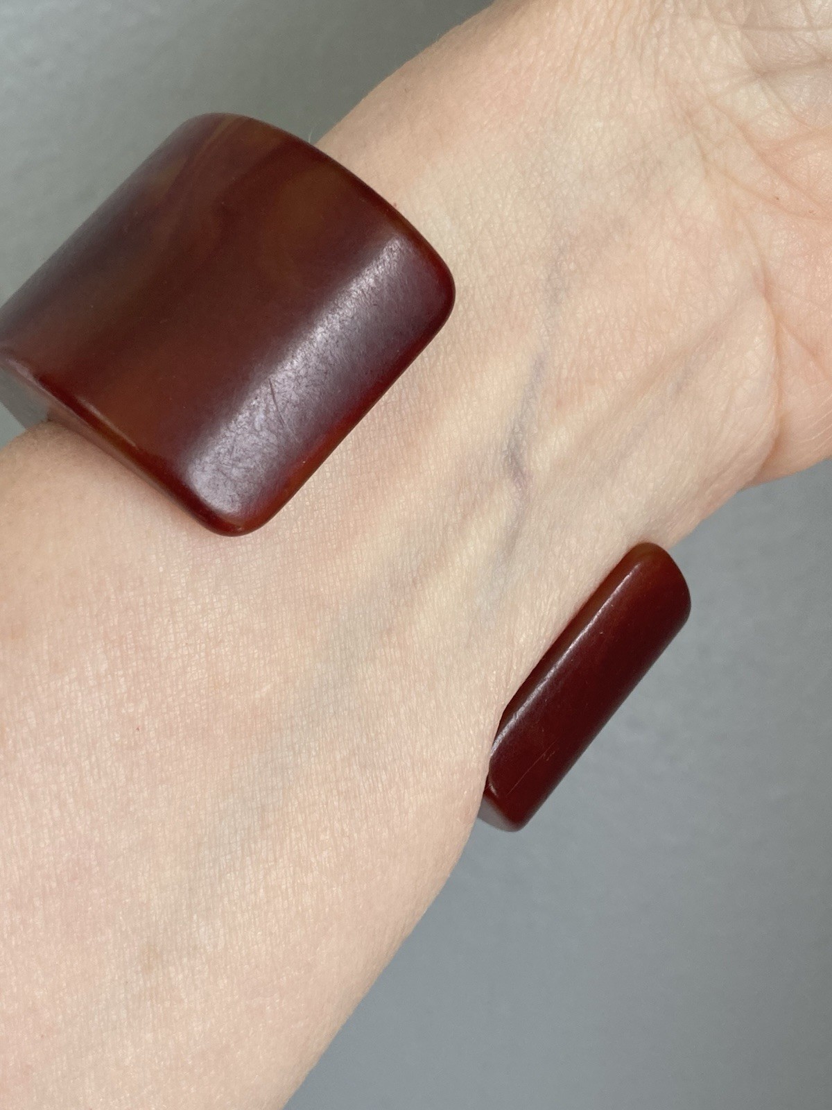 Vintage Awesome Bracelet Cuff Resin Reddish-Orange SMALL