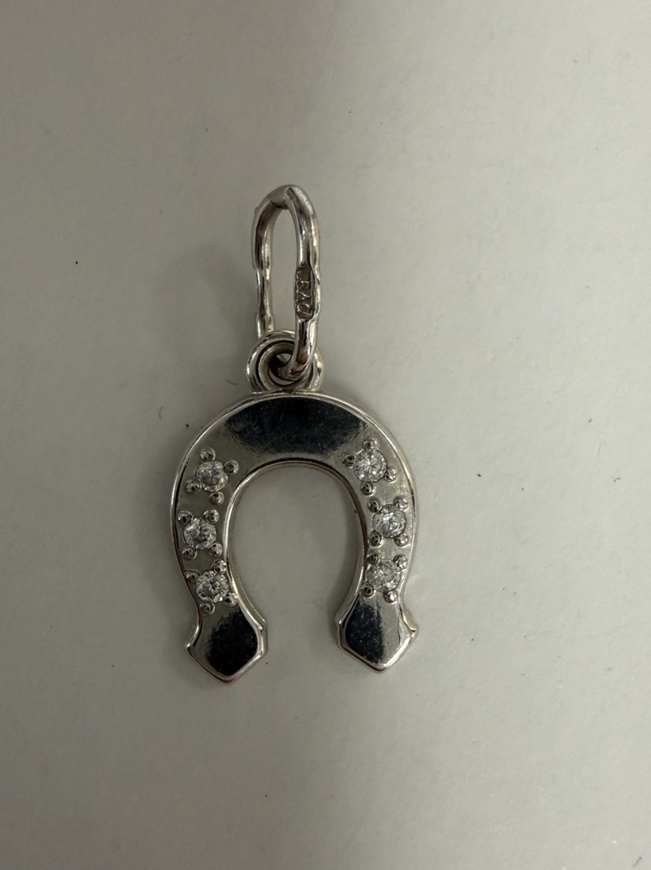 925 Sterling Silver CZ Horseshoe Good Luck Mini Charm Pendant New